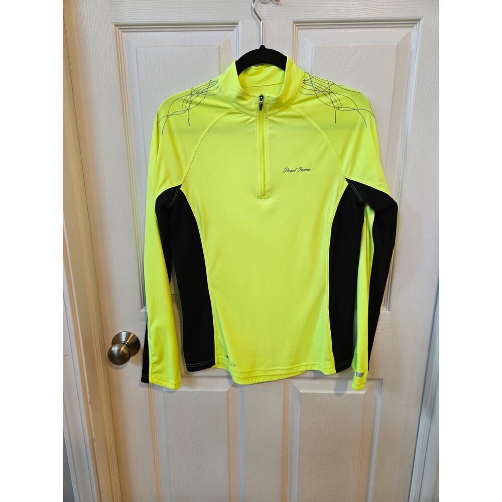 Pearl Izumi Elite Women’s Large Hi Vis Yellow 1/4 Zip Cycling Running Top
